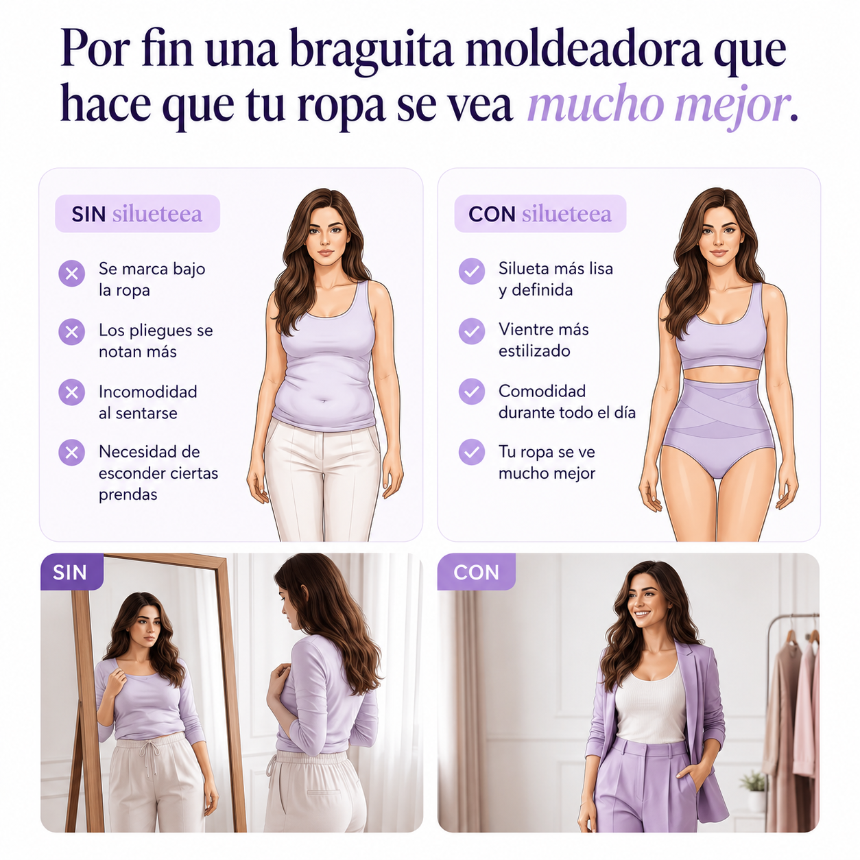 Braguita Moldeadora de Cintura Alta Silueteea
